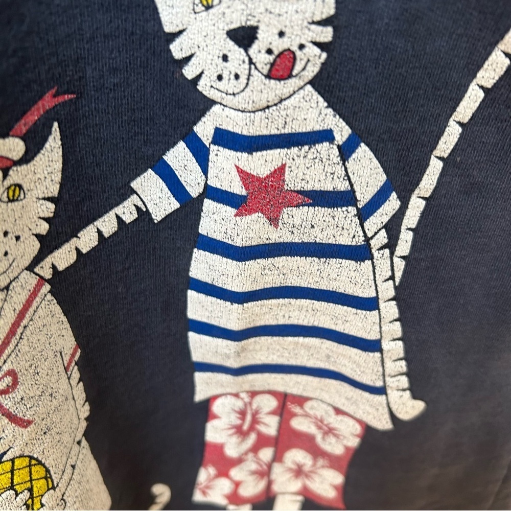 Cite vintage 90s sailor cat sweatshirt midi dress size small seaside USA July 4 - Picture 5 of 9